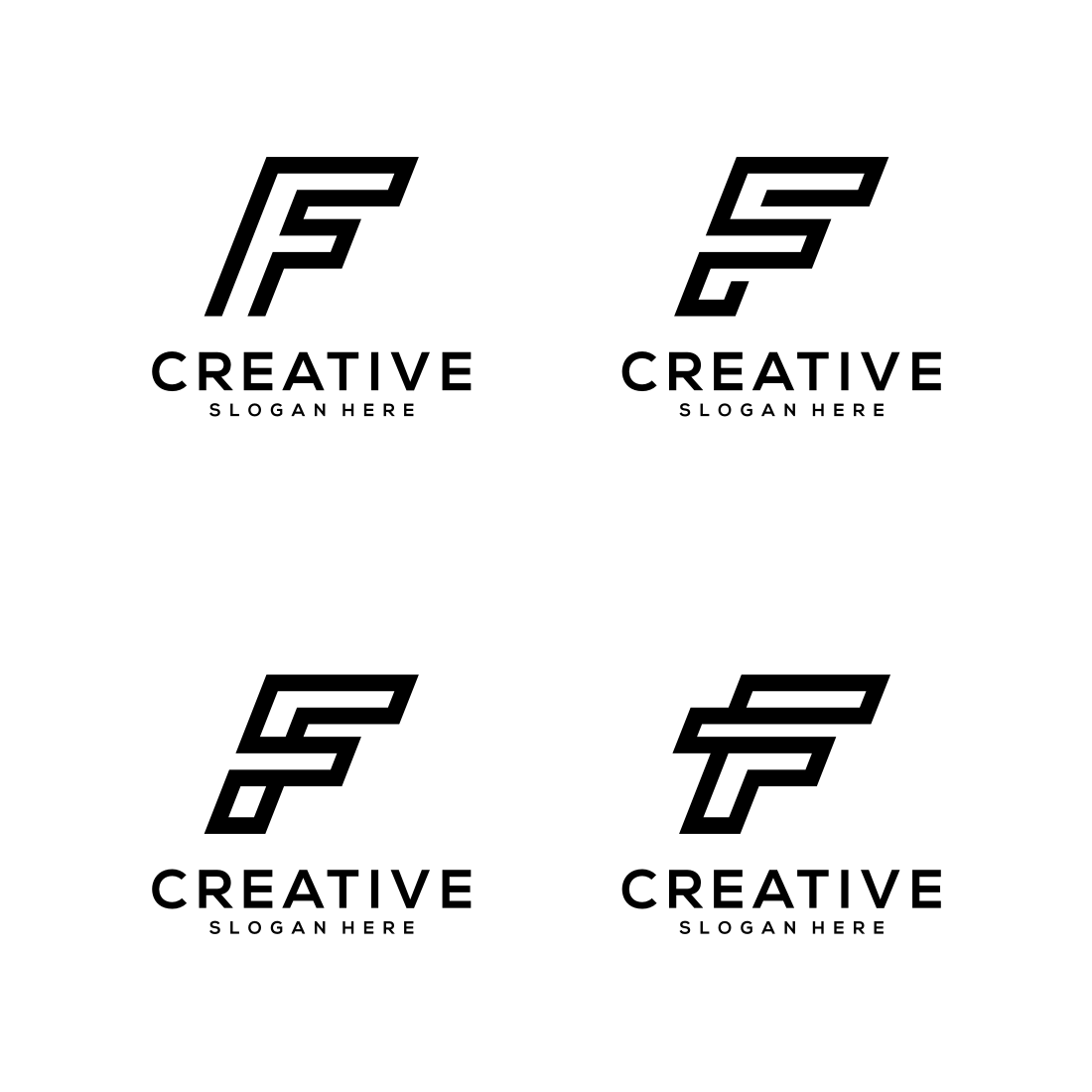 Set Of Initial Letter F Logo Vector Design.