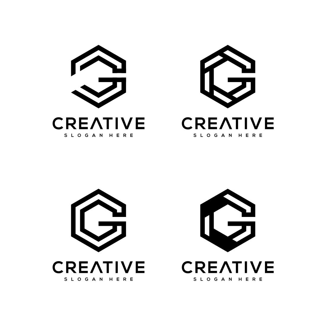 Set Of Initial Letter G Logo Vector Design.