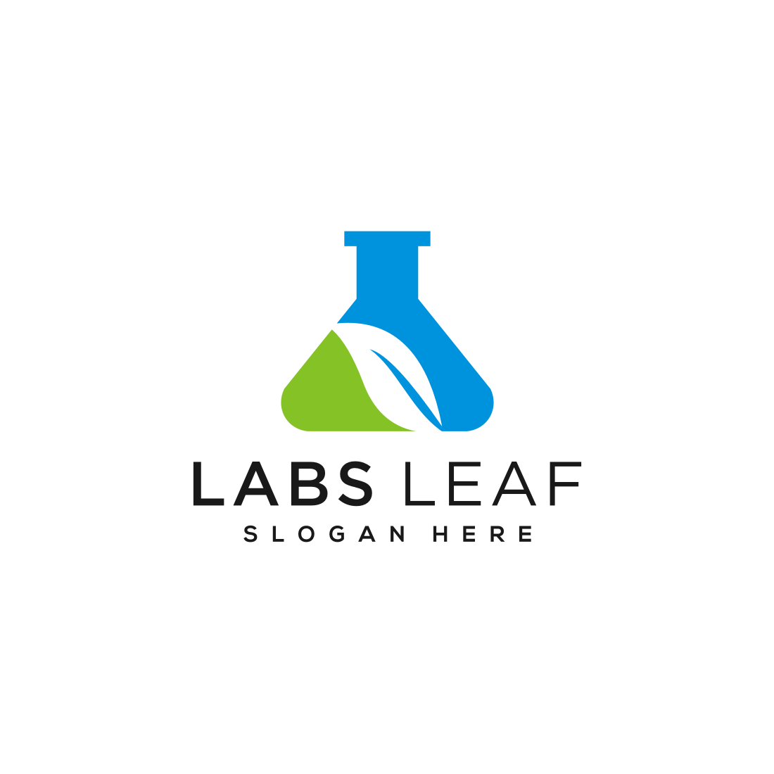 Tube Lab and Leaf Logo Vector Design.