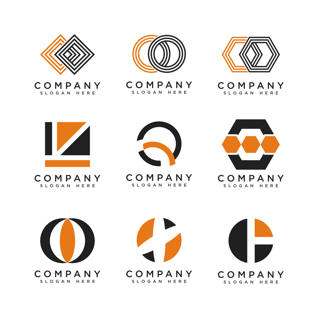 Group of triangle and diamond shape vector business logos with copy space  text. Stock Vector by ©Untashable 106208590