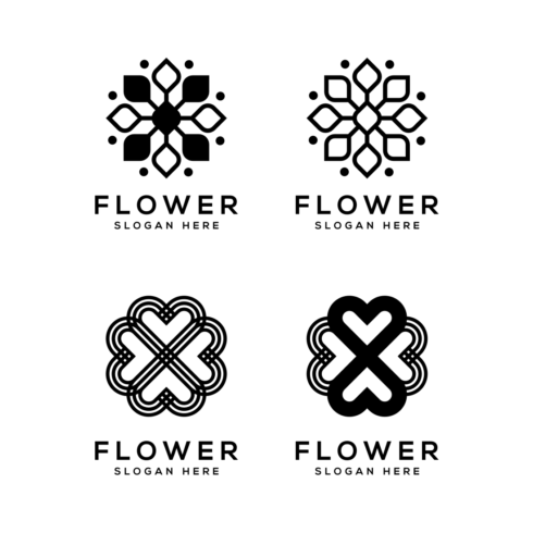 Black and white preview for Flower Logo Design Vector.