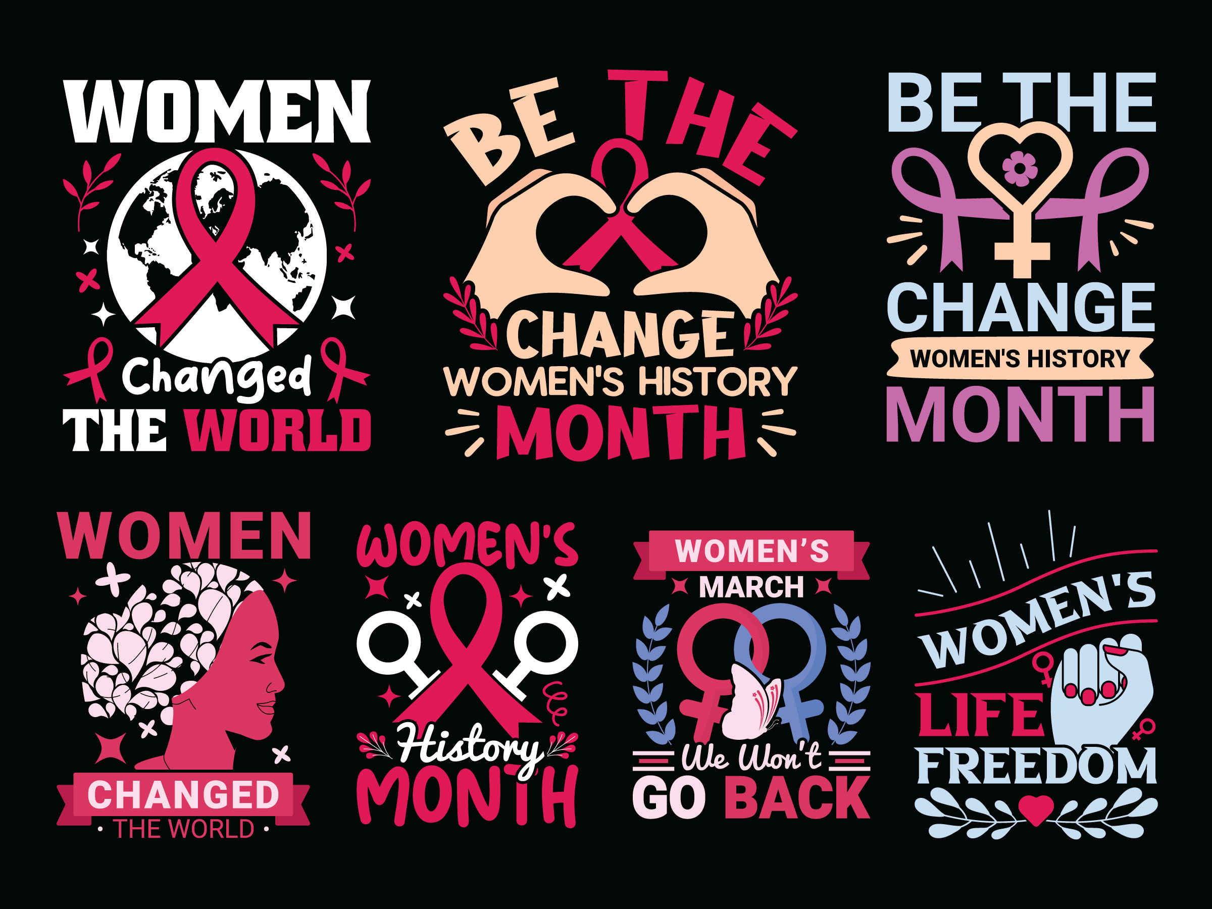 Set of Women's Month History Design preview image.