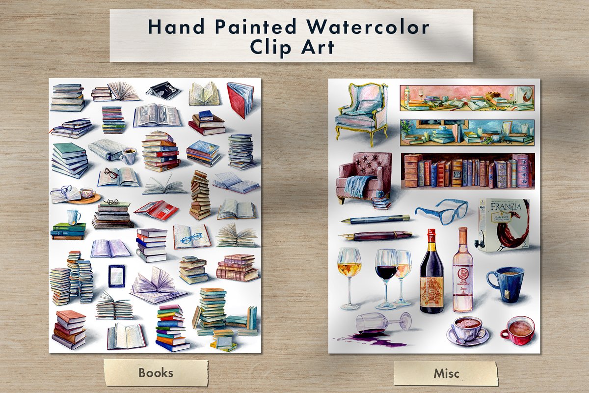 Hand painted watercolor clipart.