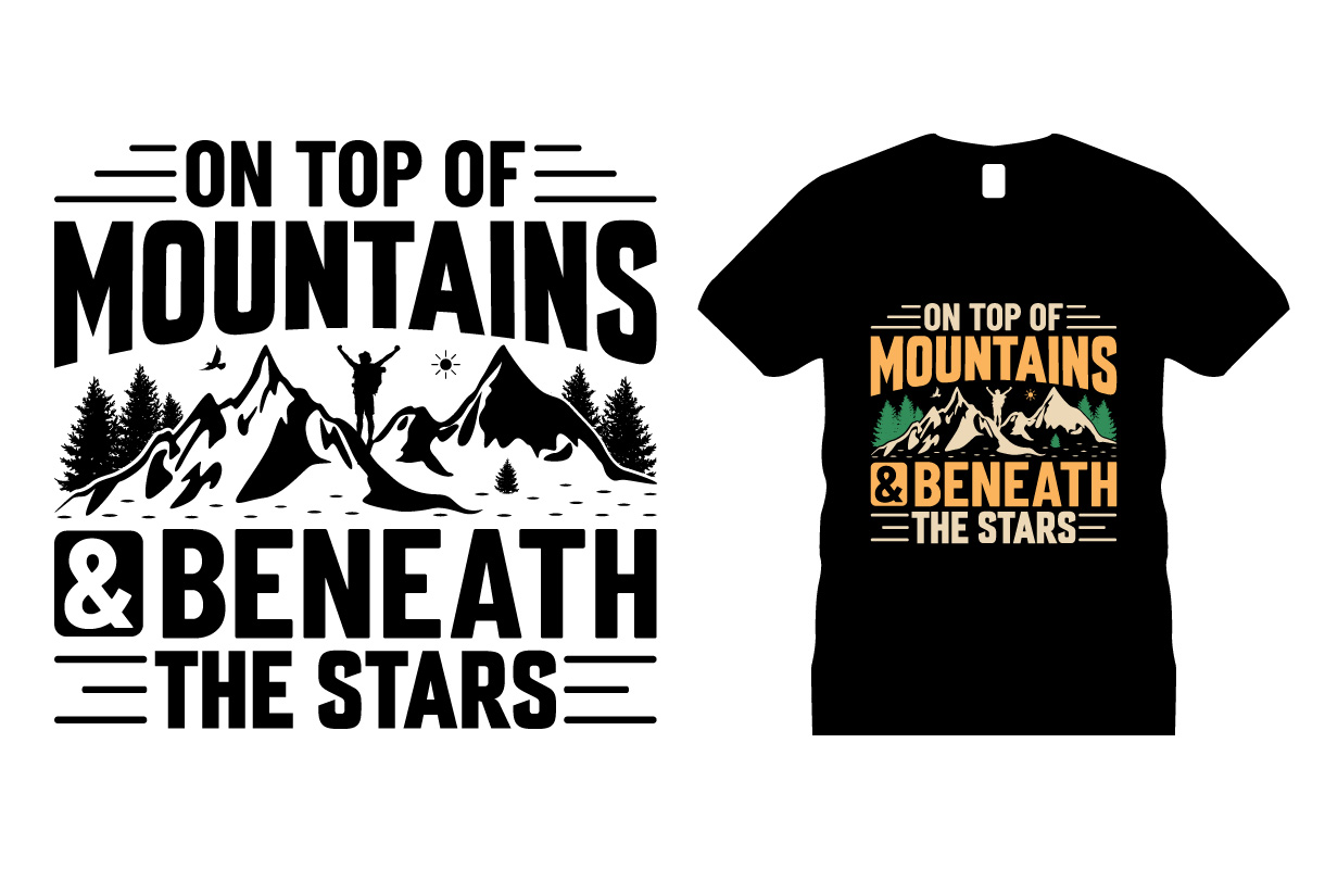 Mountain Beneath the Stars T-shirt Design Bundle preview image.