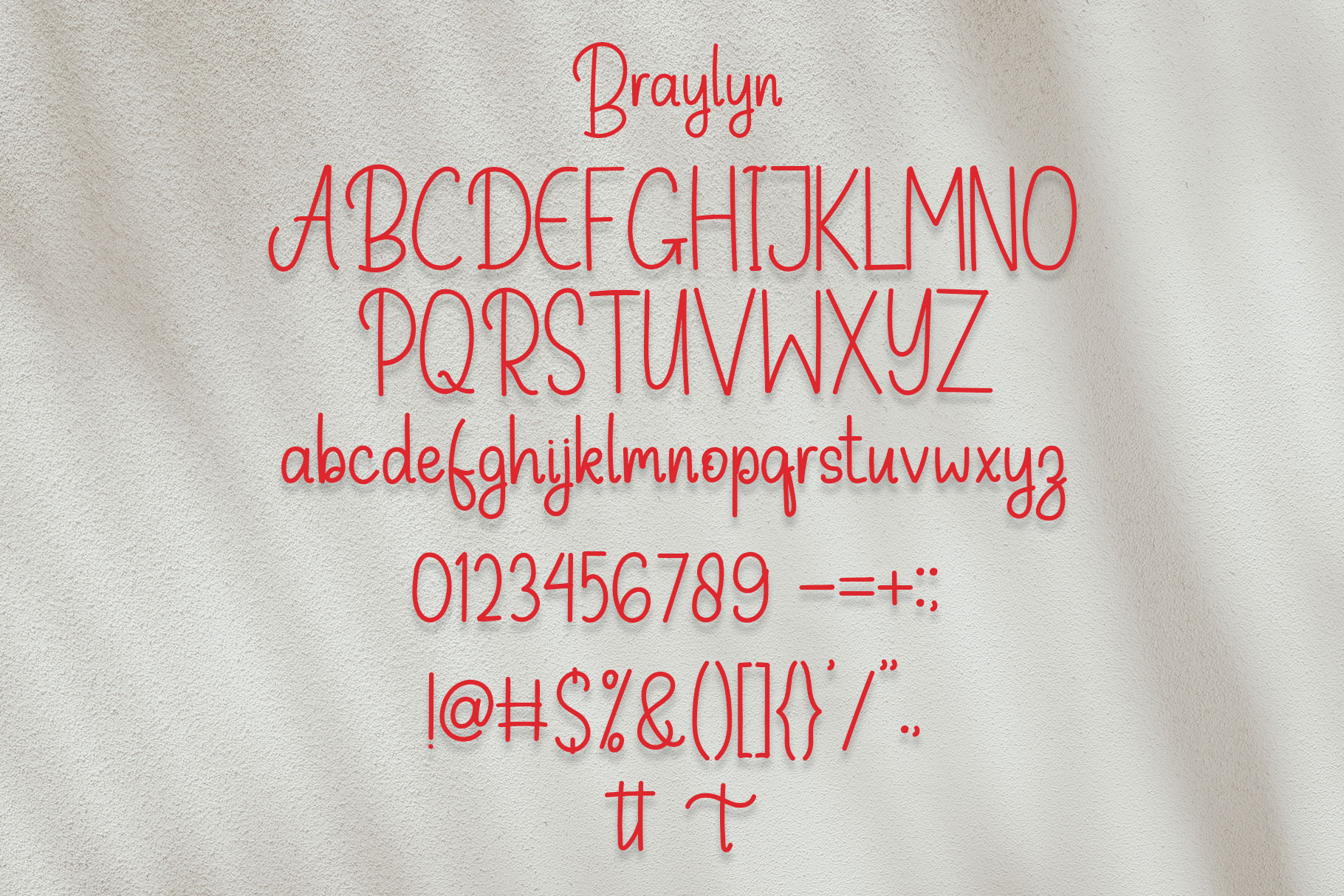 Image with symbols and letters of enchanting font Braylyn
