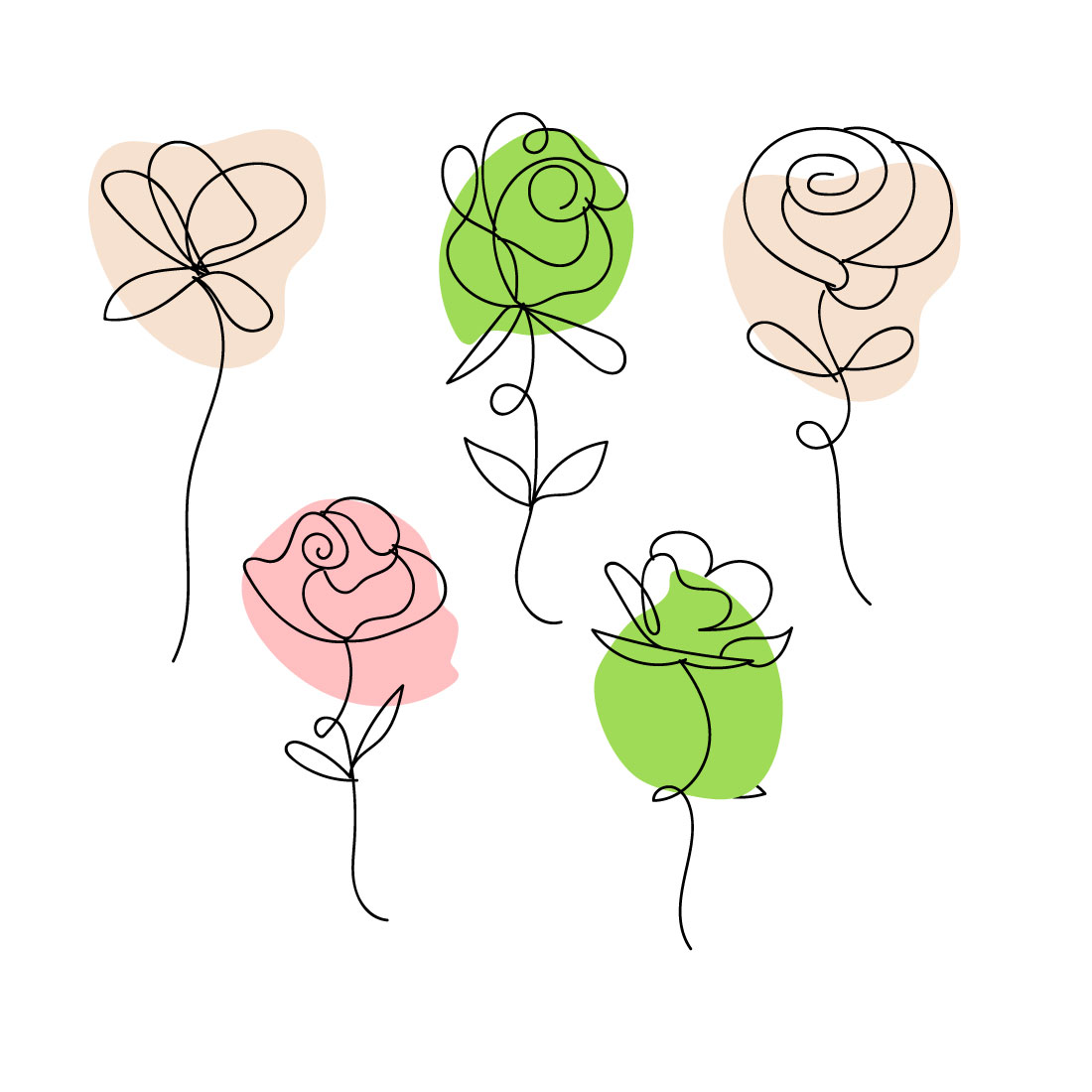 Rose Liner Art SVG Bundle main cover