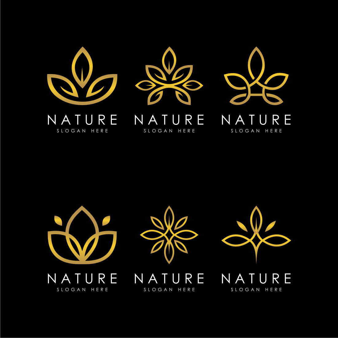 Flower Logo Vector Design preview with black background.