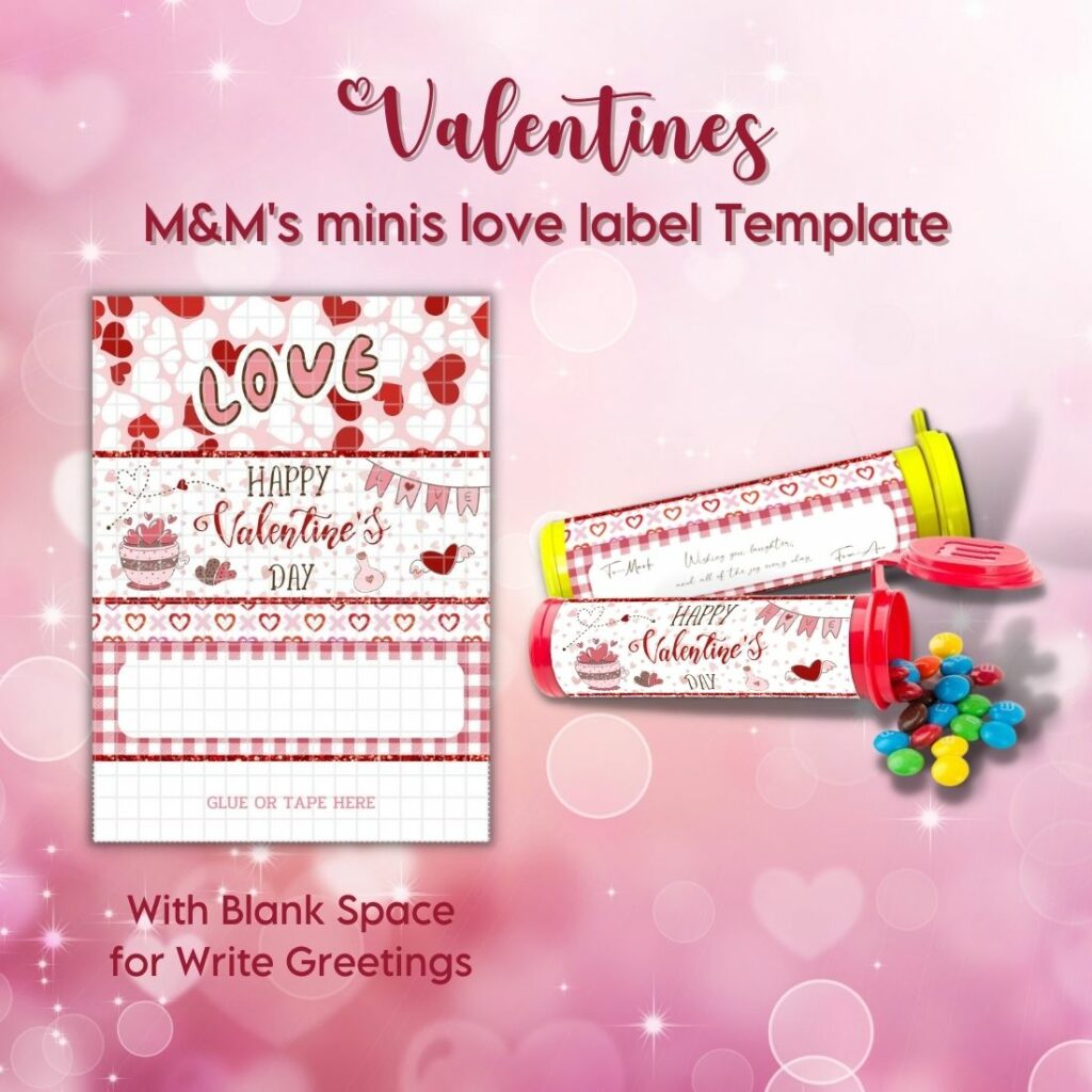 Valentines M&amp;M Minis Love Label Template - MasterBundles