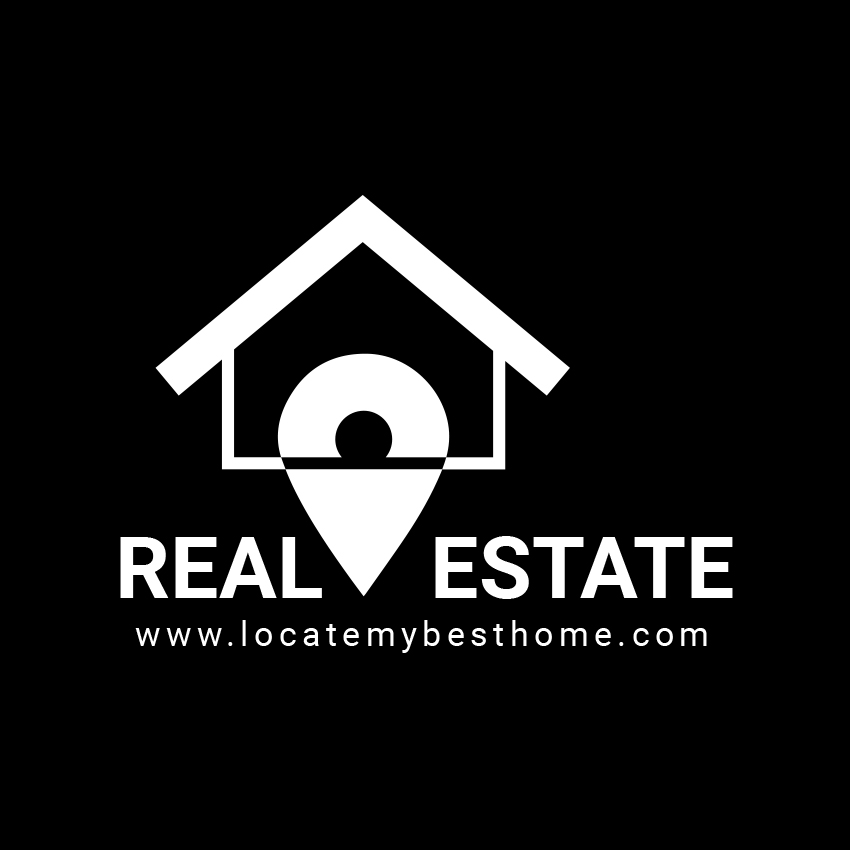 Modern Real Estate Logo Design with black background.