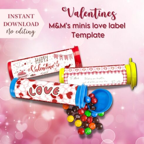 Valentines M&amp;M Minis Love Label Template - MasterBundles