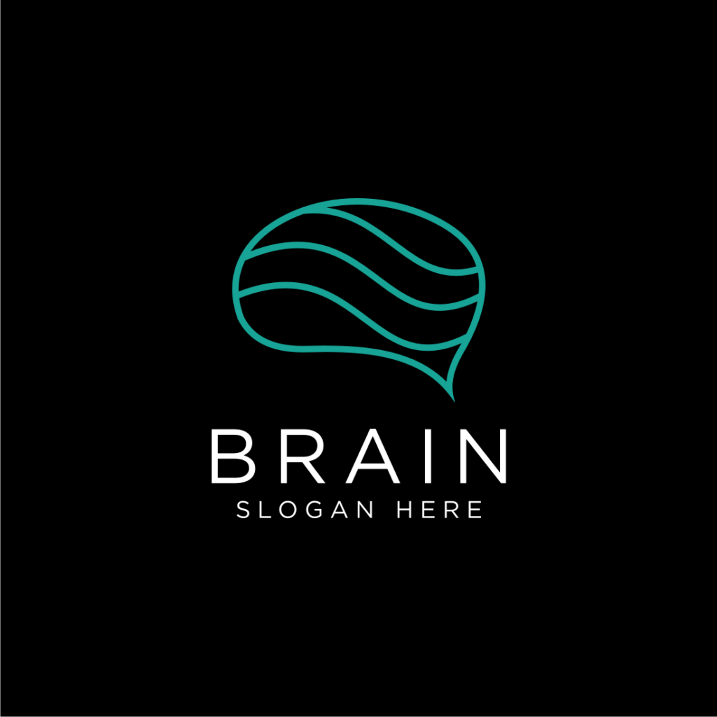brain line style logo design vector | MasterBundles