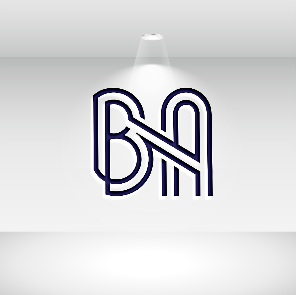 BA Letter Logo Design Dark Blue preview image.