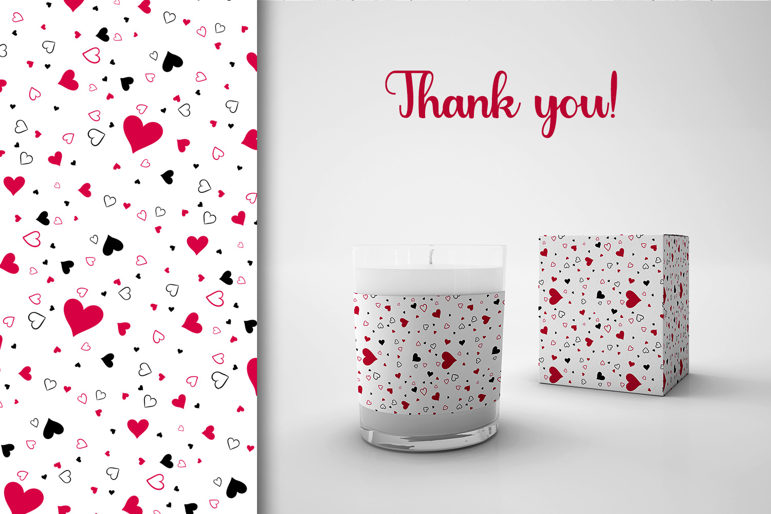 Valentines Day Red Hearts Mockup Mug Seamless Template preview image.