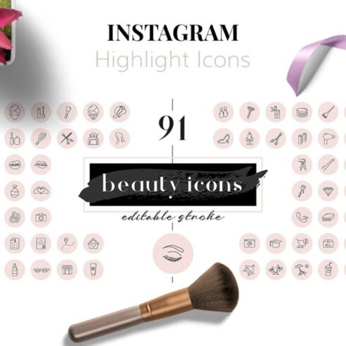 91 Beauty Icons For Instagram Main Cover.