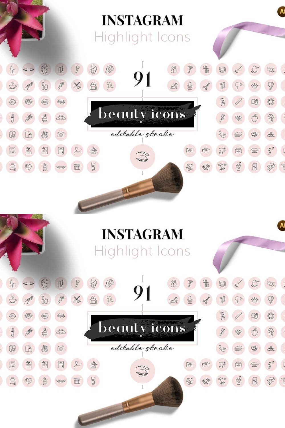 91 Beauty Icons For Instagram Pinterest Cover.