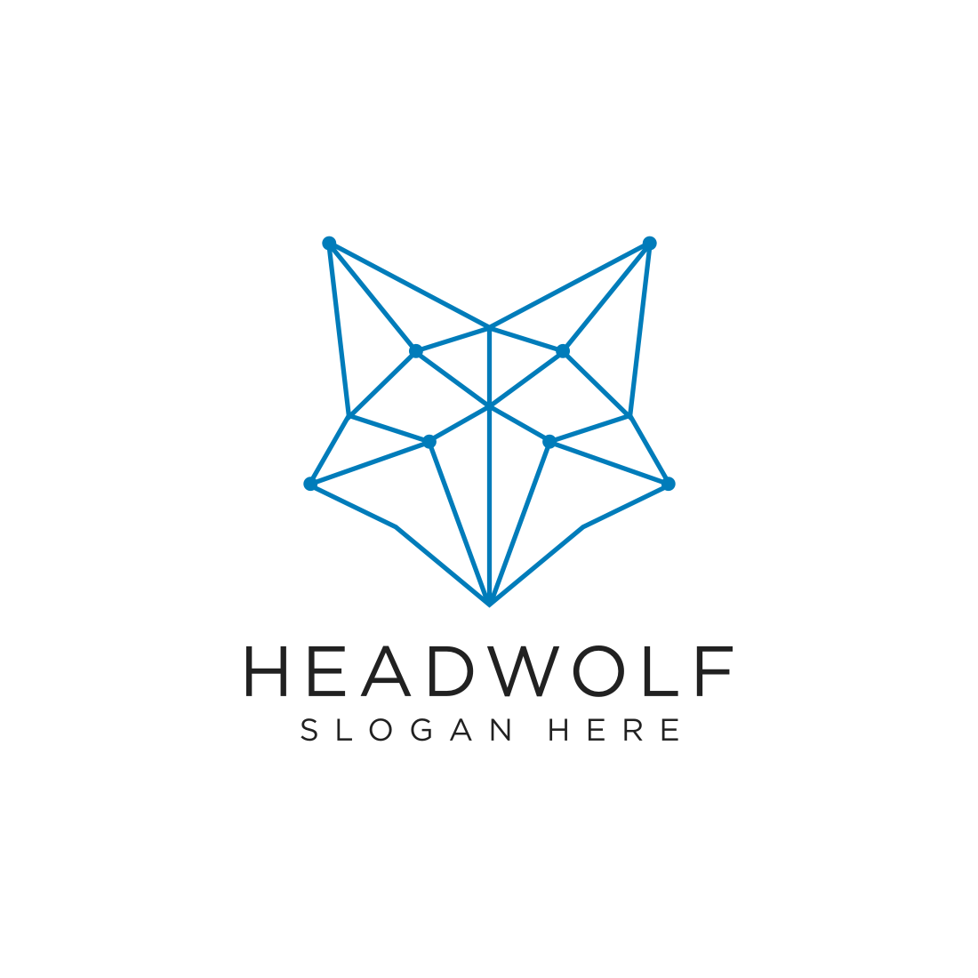 Head Wolf Geometric Logo Design Vector preview image.