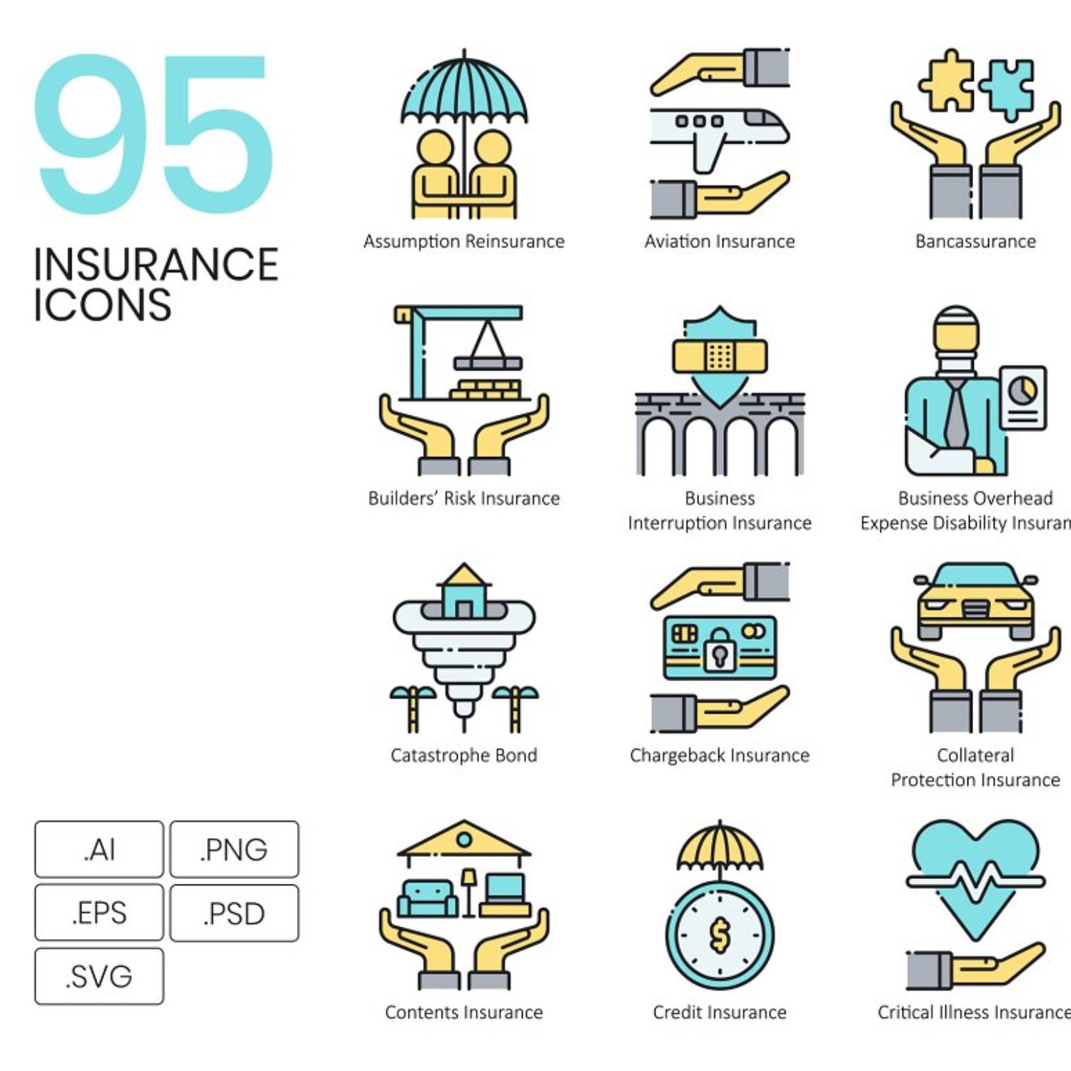 95 Insurance Icon Set - Flat Icons