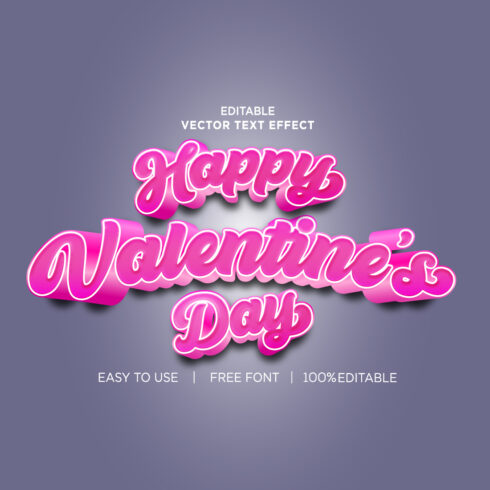 Valentines 3d Text Effect Vector Illustrations cover image.