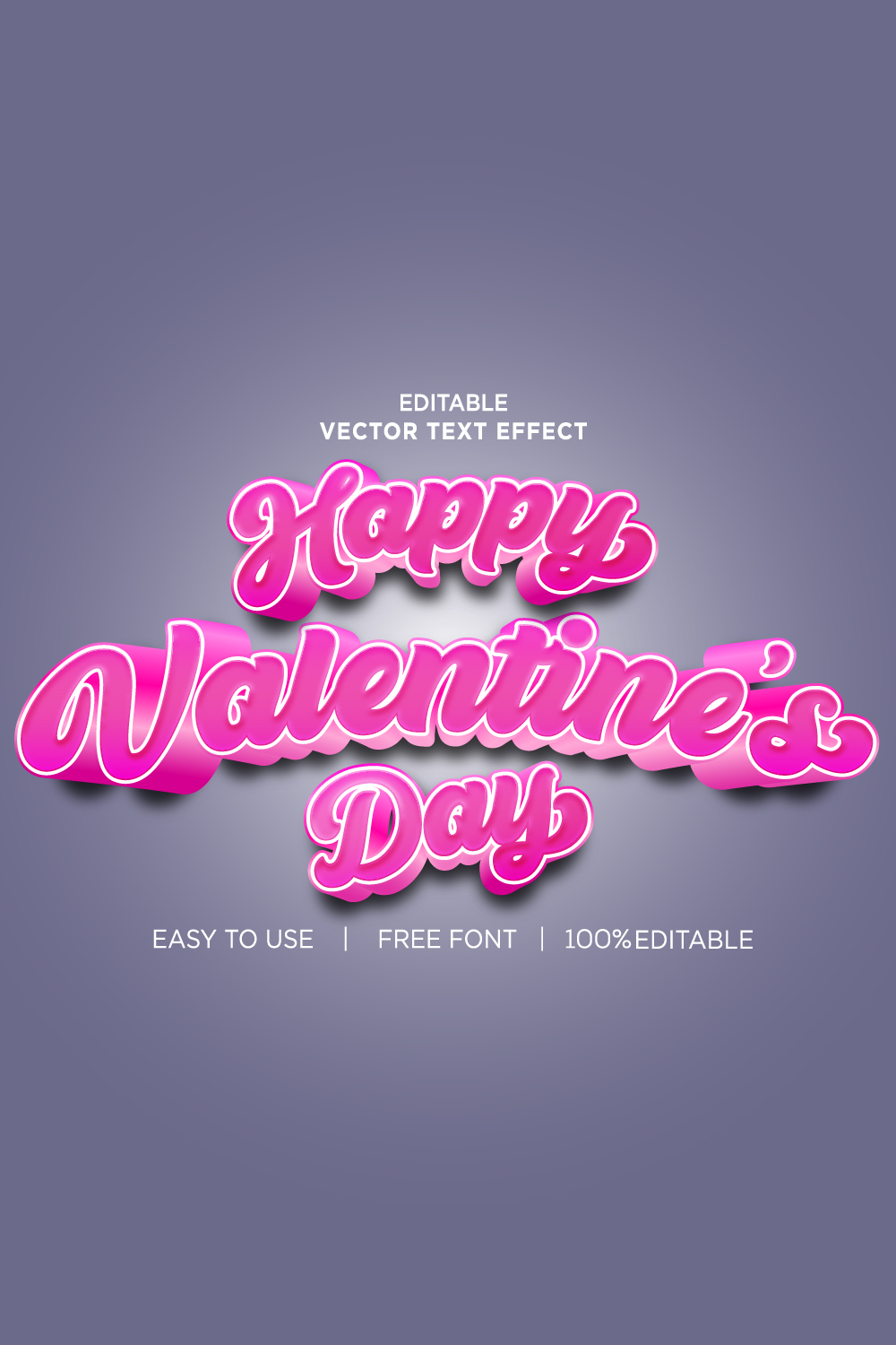 Valentines 3d Text Effect Vector Illustrations pinterest image.