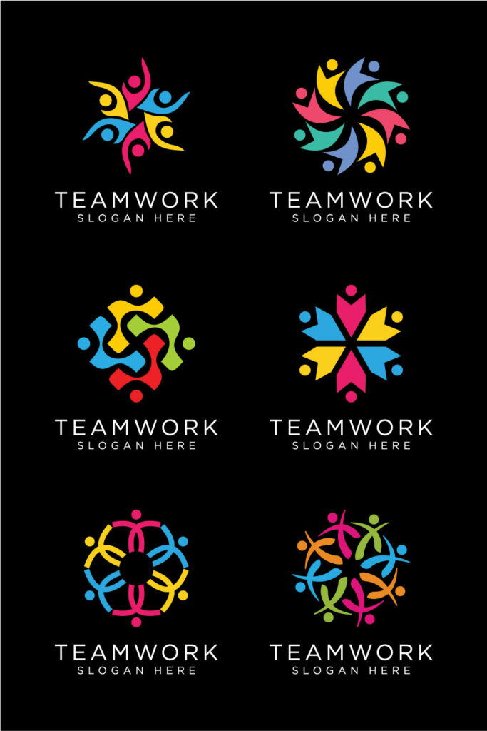 set of teamwork community logo design vector | MasterBundles