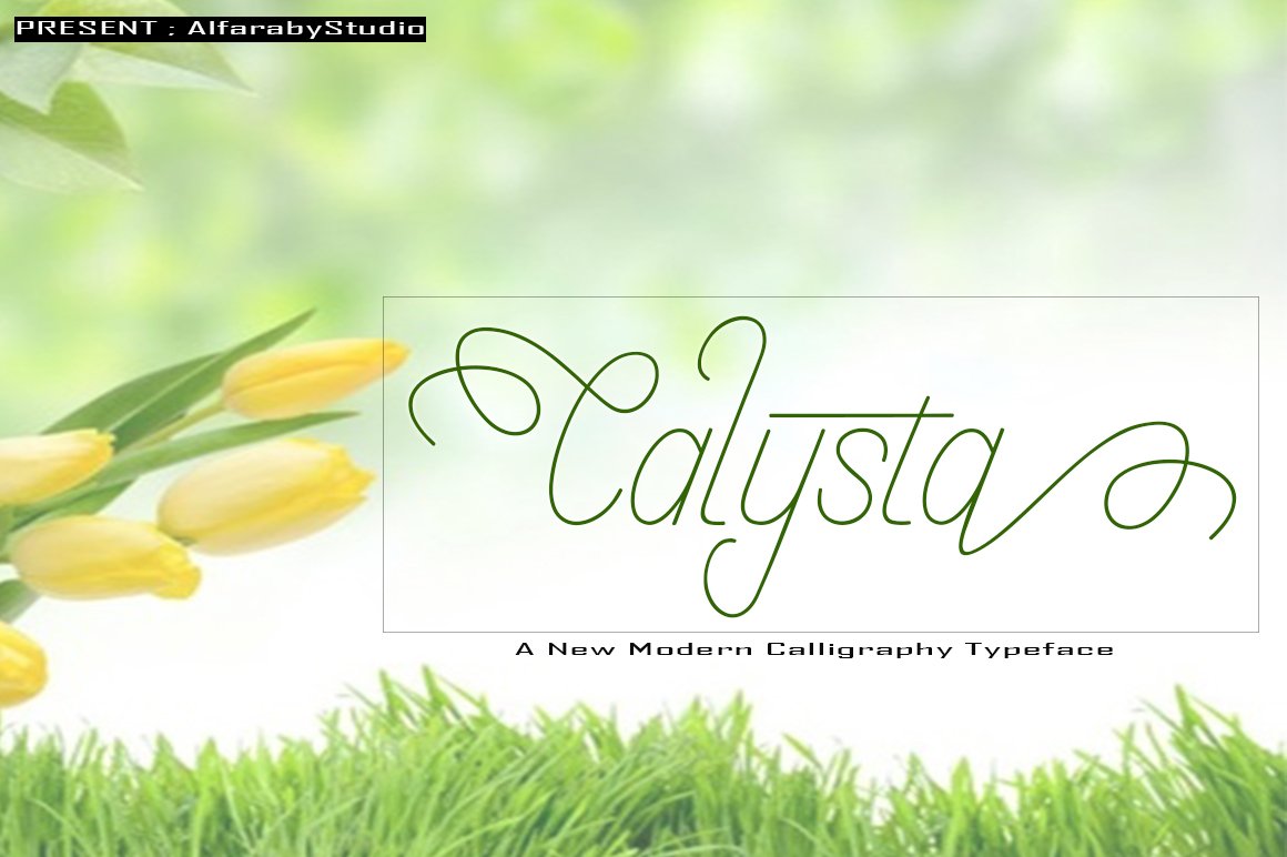 Cover with green calligraphy lettering "Calysta".