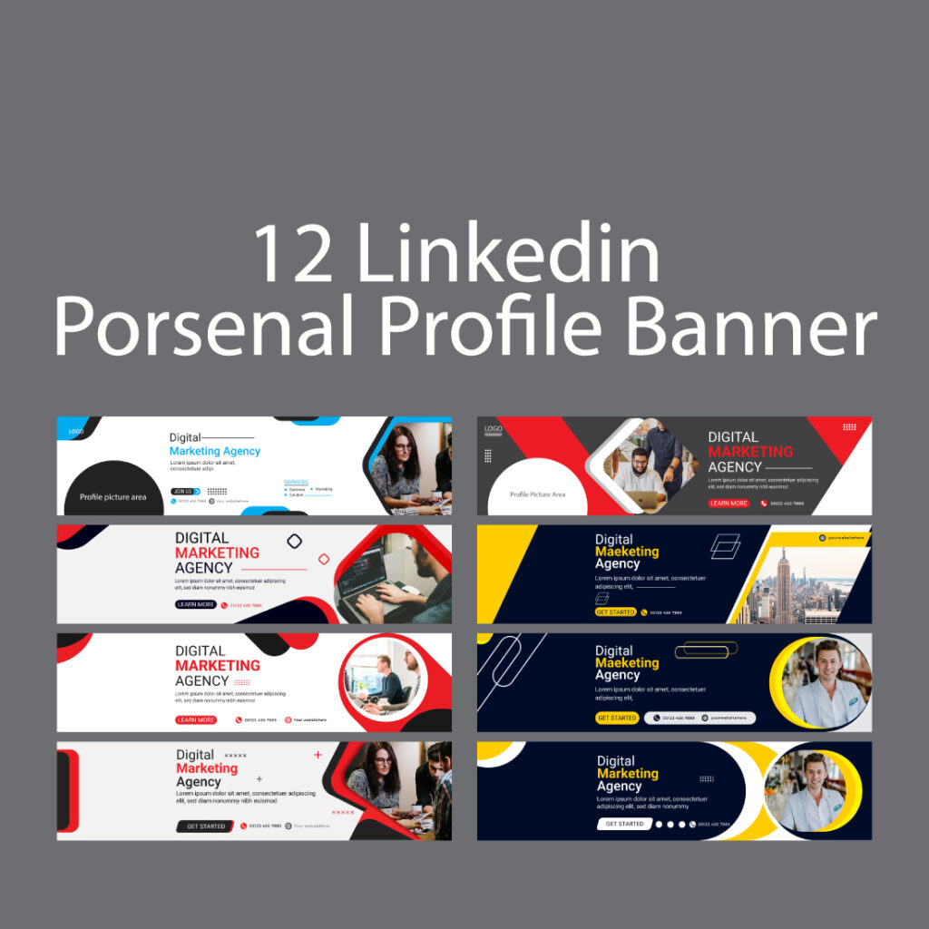 12 LinkedIn background banner design - MasterBundles