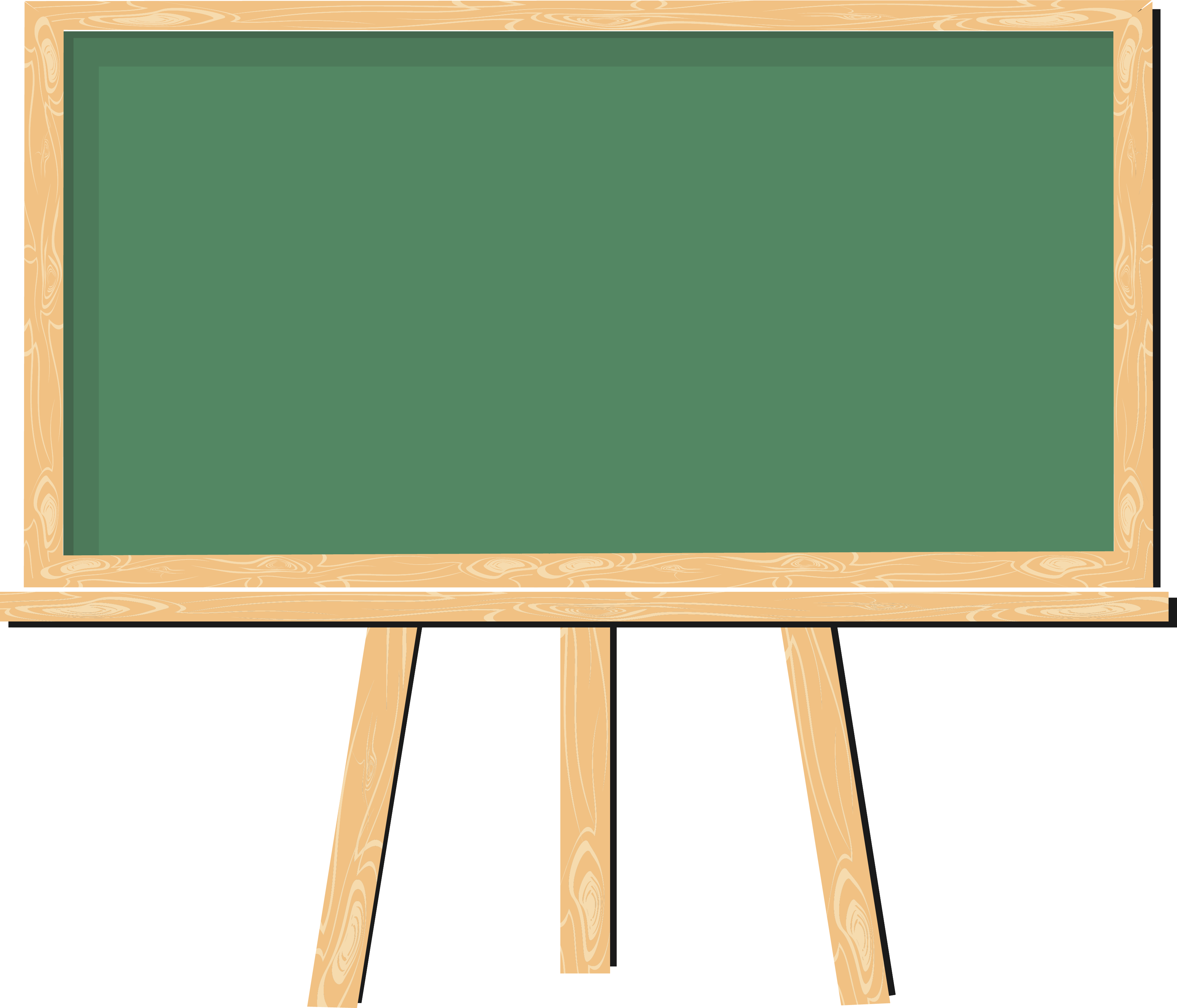a green board with a wooden frame that is attached to the wall of the school classroom to write and explain on it 538