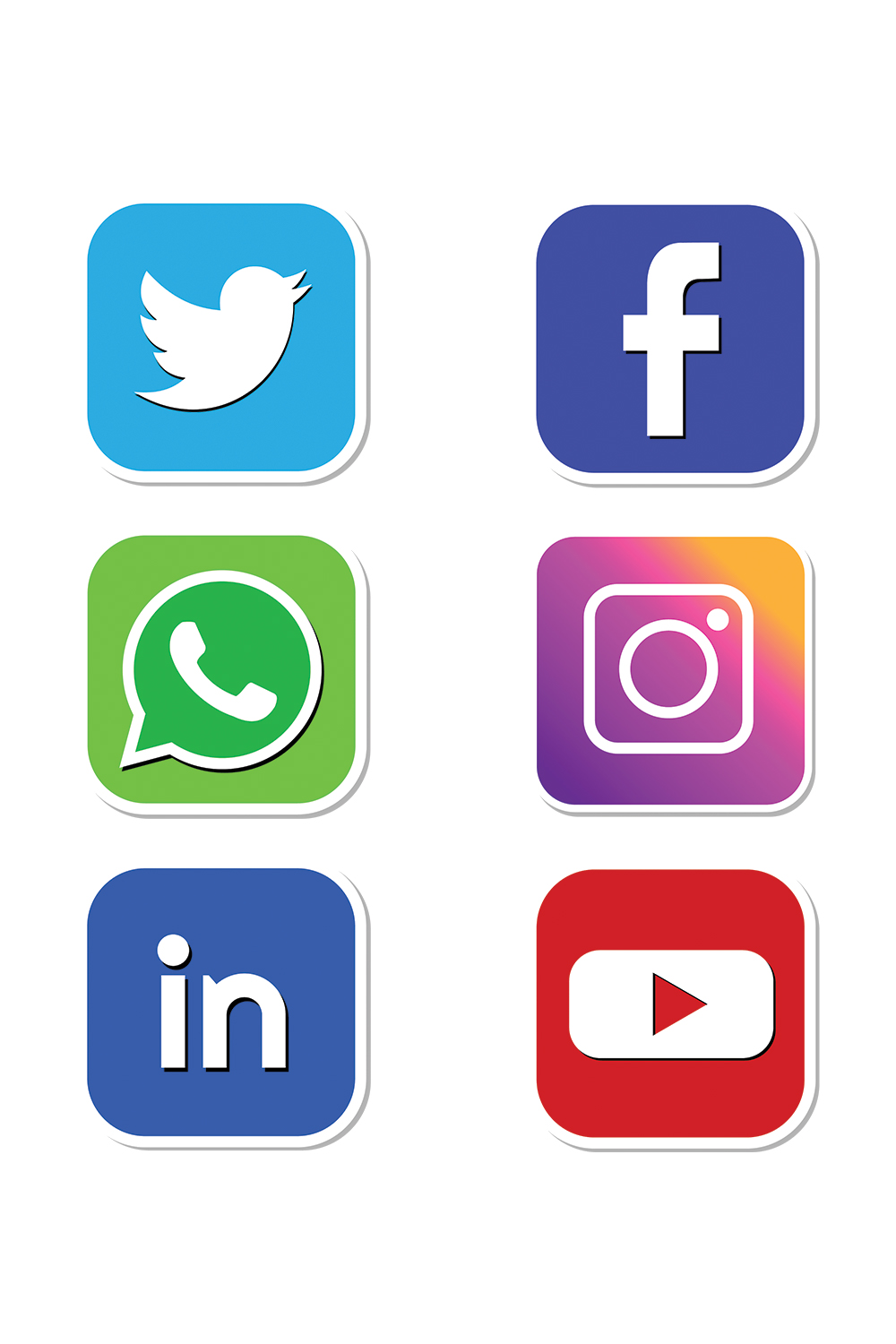 a set of social media icons facebooktwitterinstagramwhatsappyoutube and linkedin 408