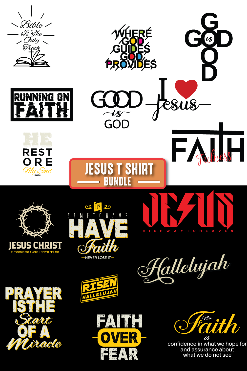 T-shirt Jesus Christian Designs Bundle pinterest image.