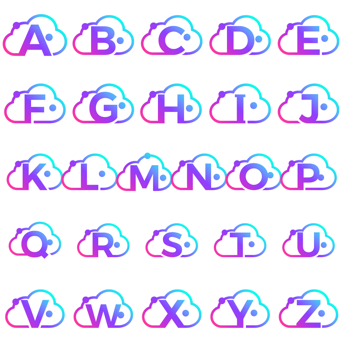 Initial A-Z Monogram Letter With The Cloud Logo cover