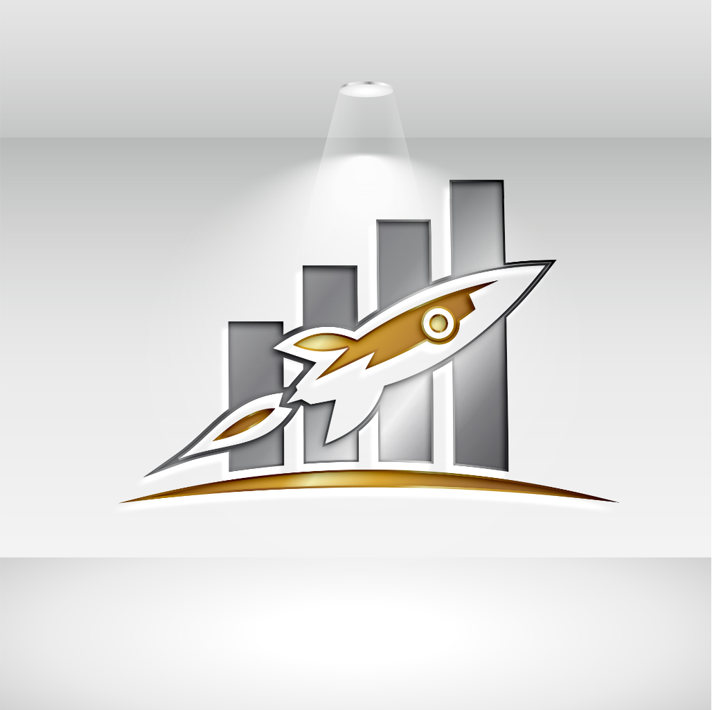 Finance and Accounting Logo Set preview with golden rocket.