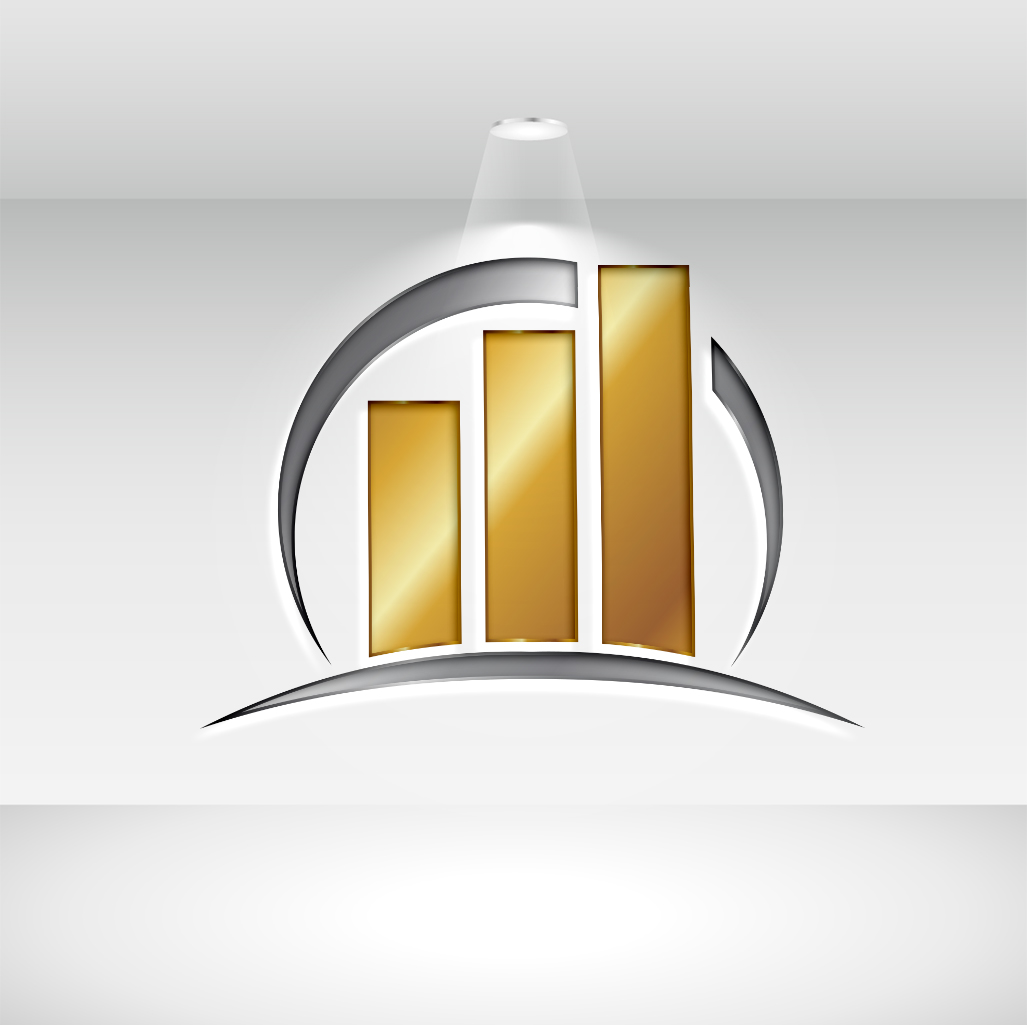 Golden and silver Finance and Accounting Logo Set.