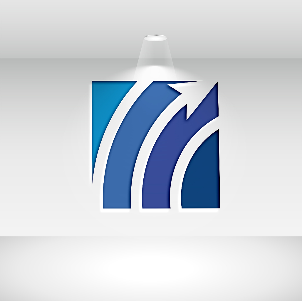 Blue square with arrow from Finance and Accounting Logo Design Set.