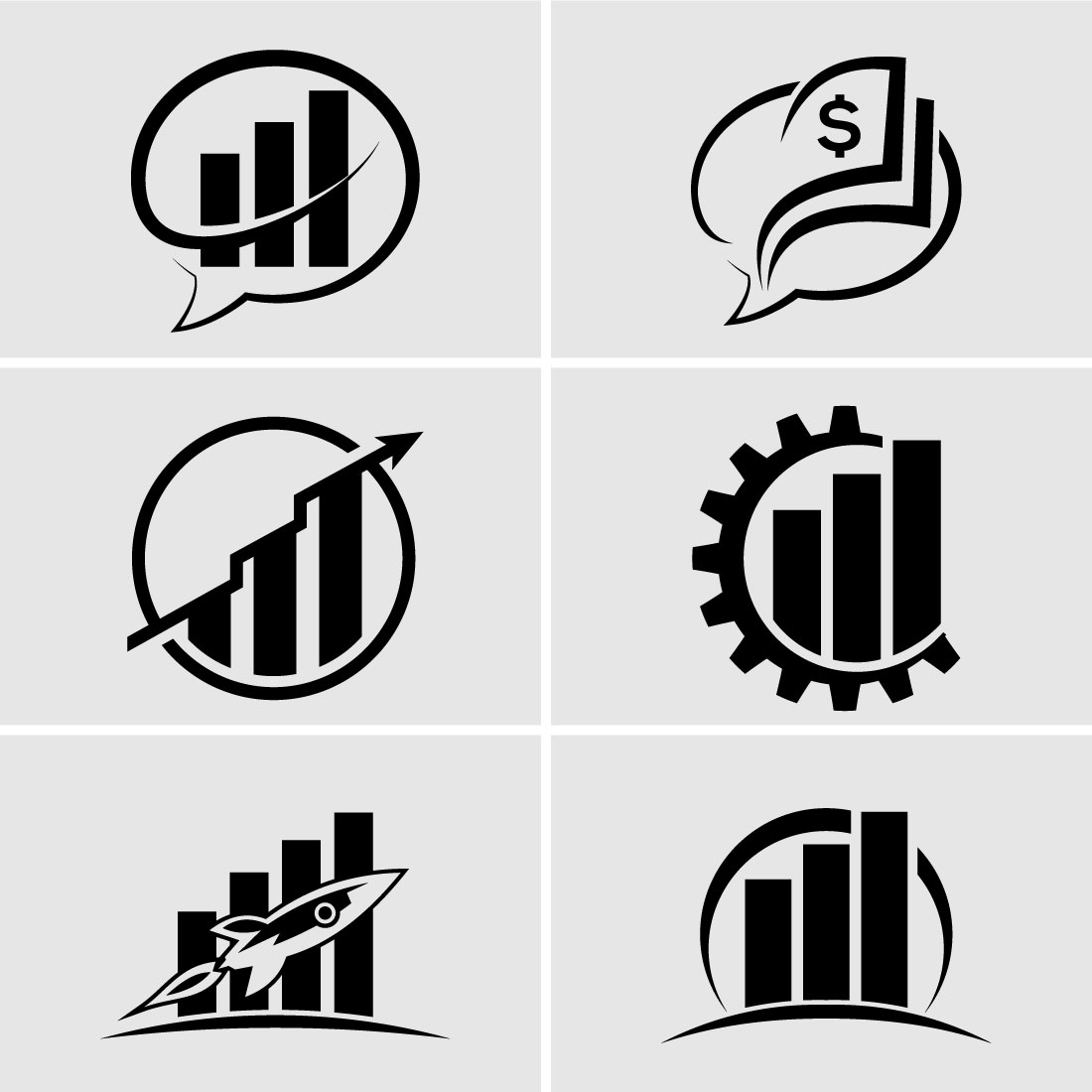Finance and Accounting Logo Set black and white preview.