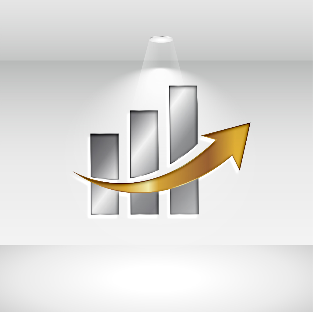 Finance Silver and Golden Logo Design preview image.