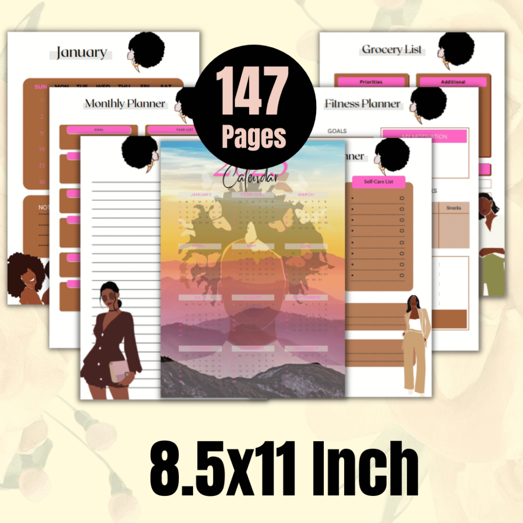 Black Girl Planner 2023-2024 KDP Interior | MasterBundles