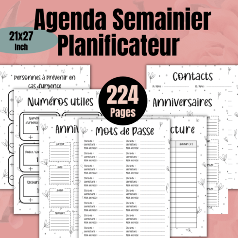 Agenda Semainier 24 Mois KDP Interior main cover