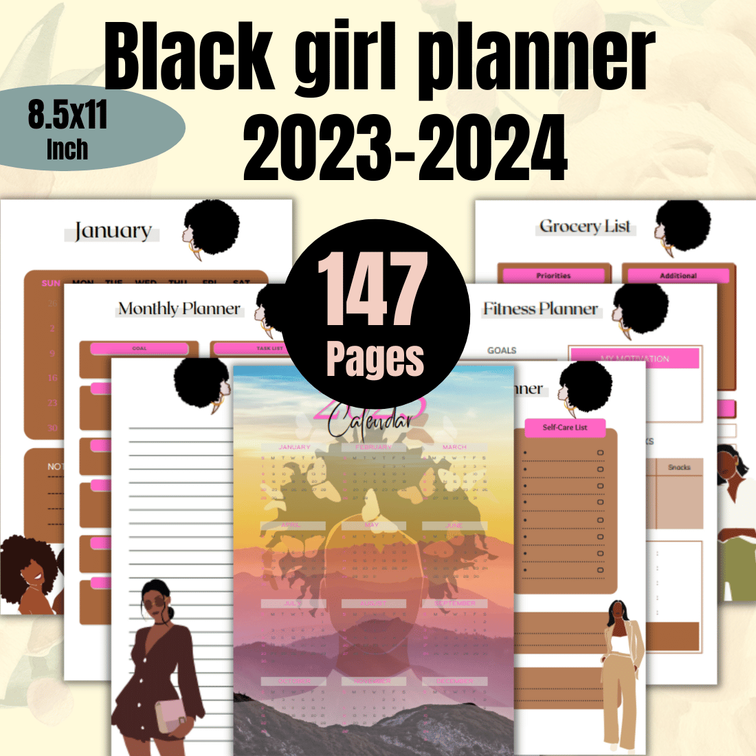 Black Girl Planner 2023-2024 KDP Interior