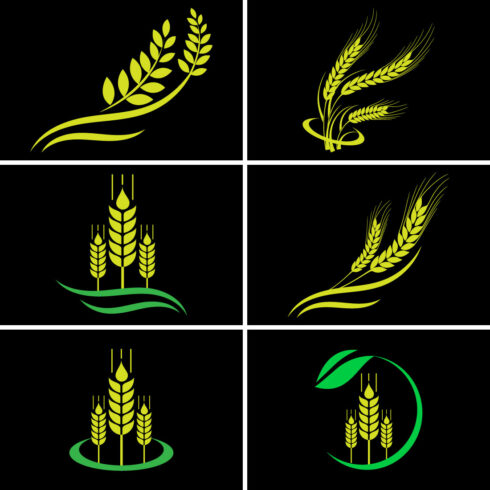 Wheat Ears Icon and Logo Set.