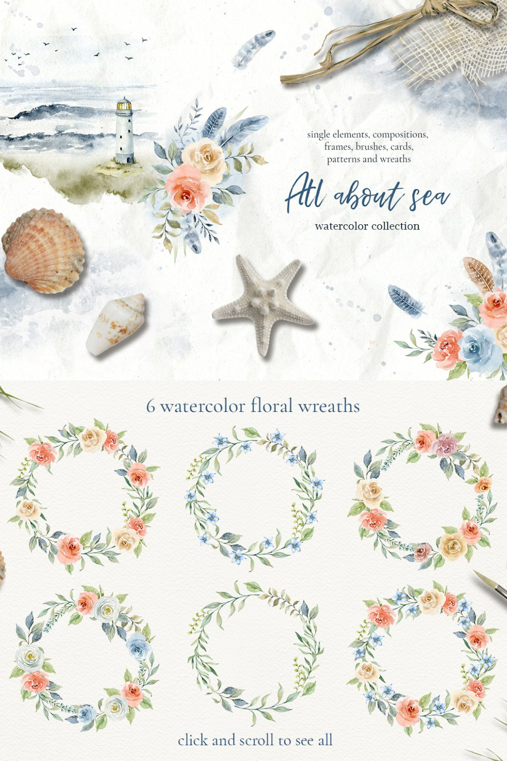All About Sea - Watercolor Clipart - Pinterest.