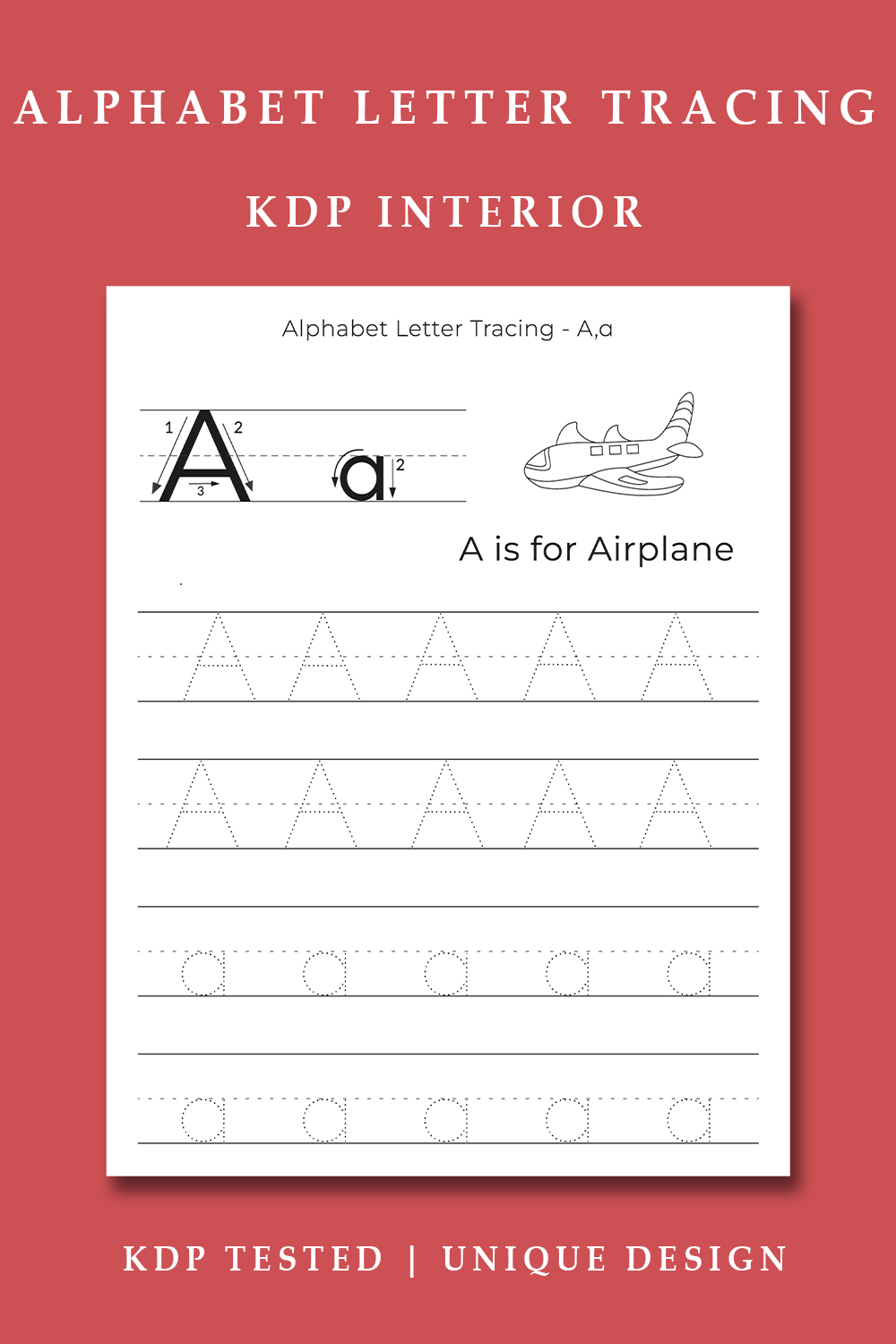 Alphabet Letter Tracing Worksheet For Kids KDP Interior pinterest image.