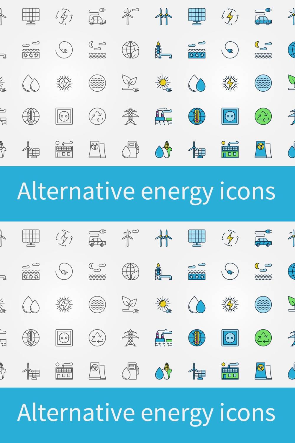 Alternative Energy Icons Pinterest Cover.