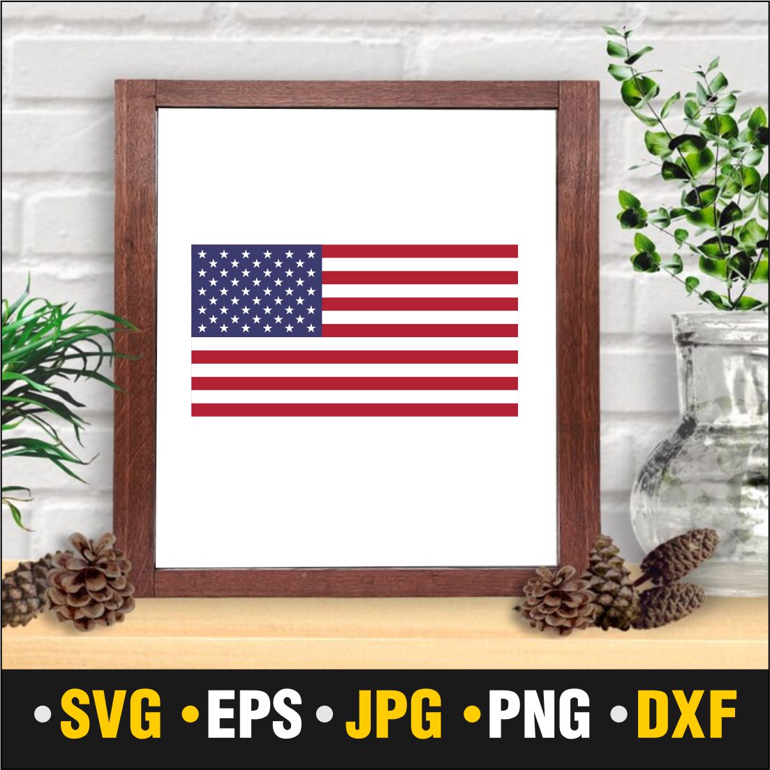 American Flag SVG, JPG , PNG, DXF, EPS cover image.