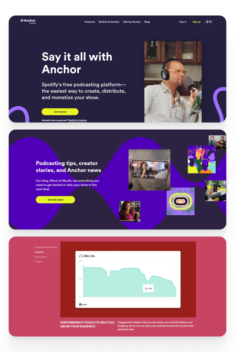 Screenshot of the Anchor website.