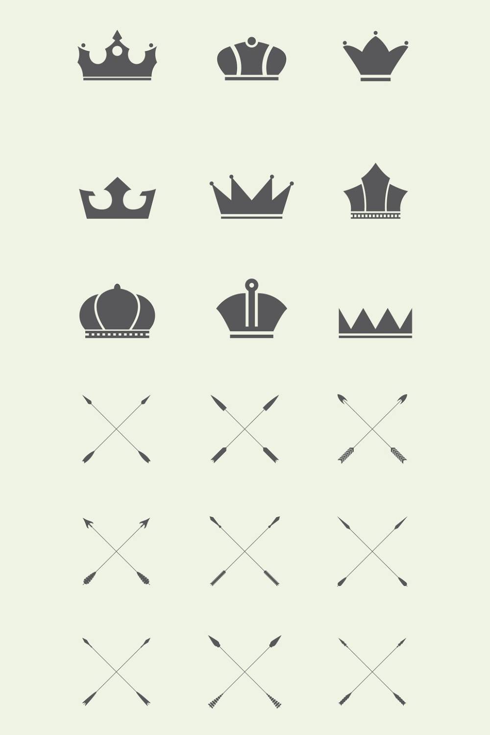 Anchor, Crown, Arrow Icons Pinterest Cover.
