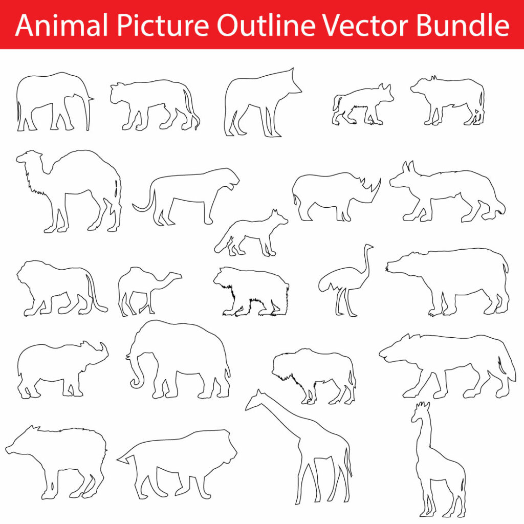 Animal Picture Outline Vector Bundle MasterBundles