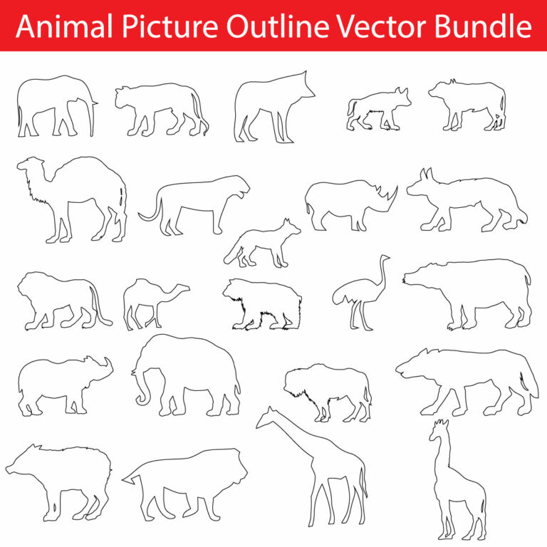 Animal Picture Outline Vector Bundle | MasterBundles