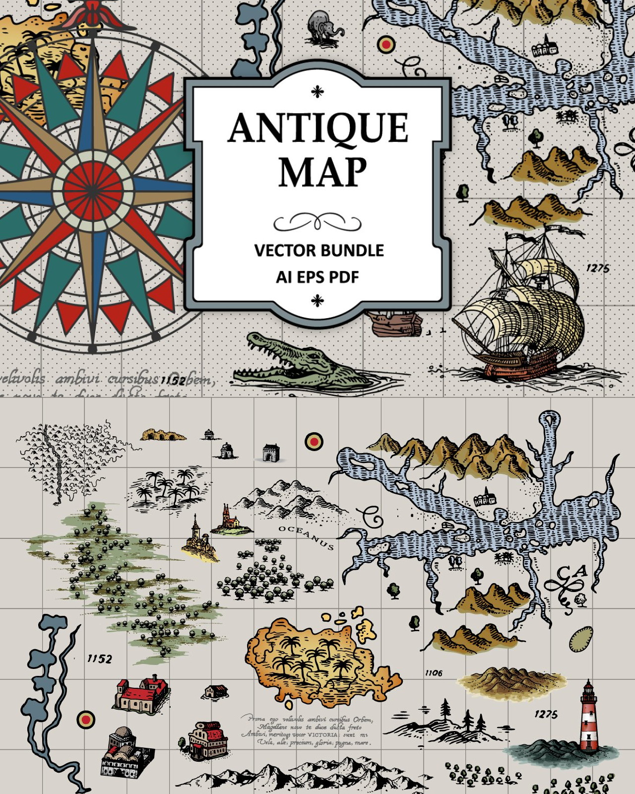 Antique maps vector bundle pinterest image preview.