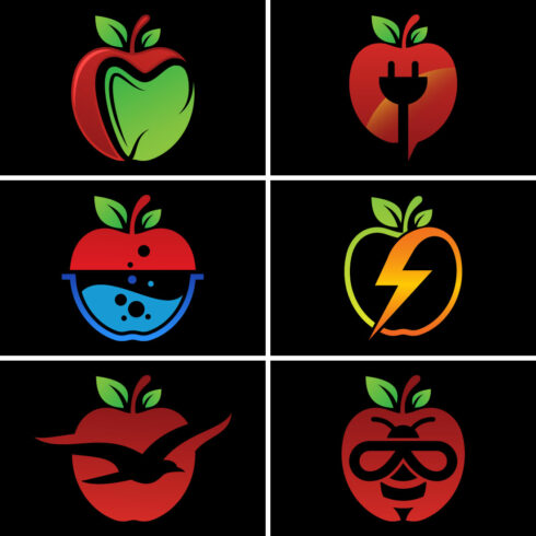 Apple Vector Logo Design Set.