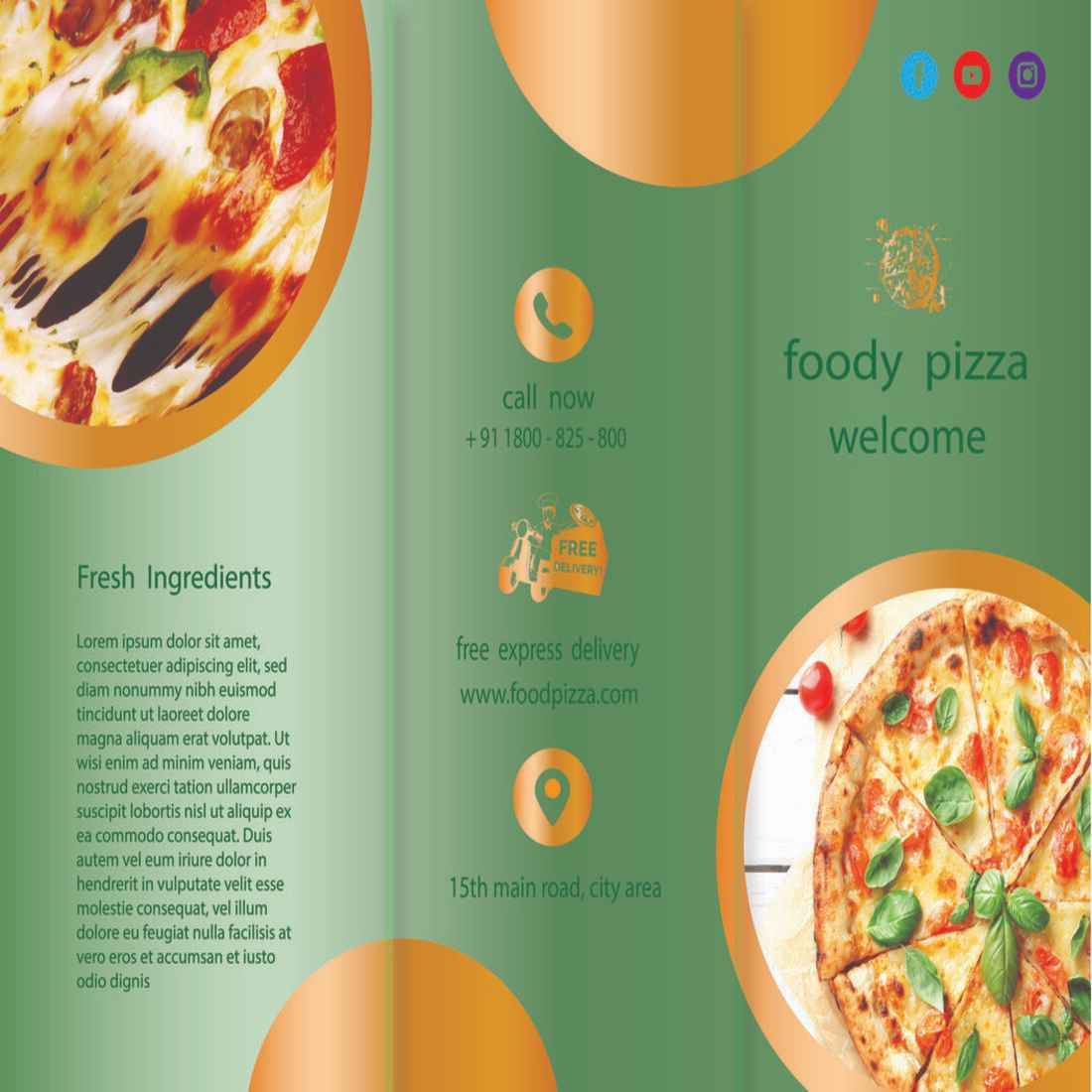 Pizza - Tri-Fold Boucher Template Design cover image.